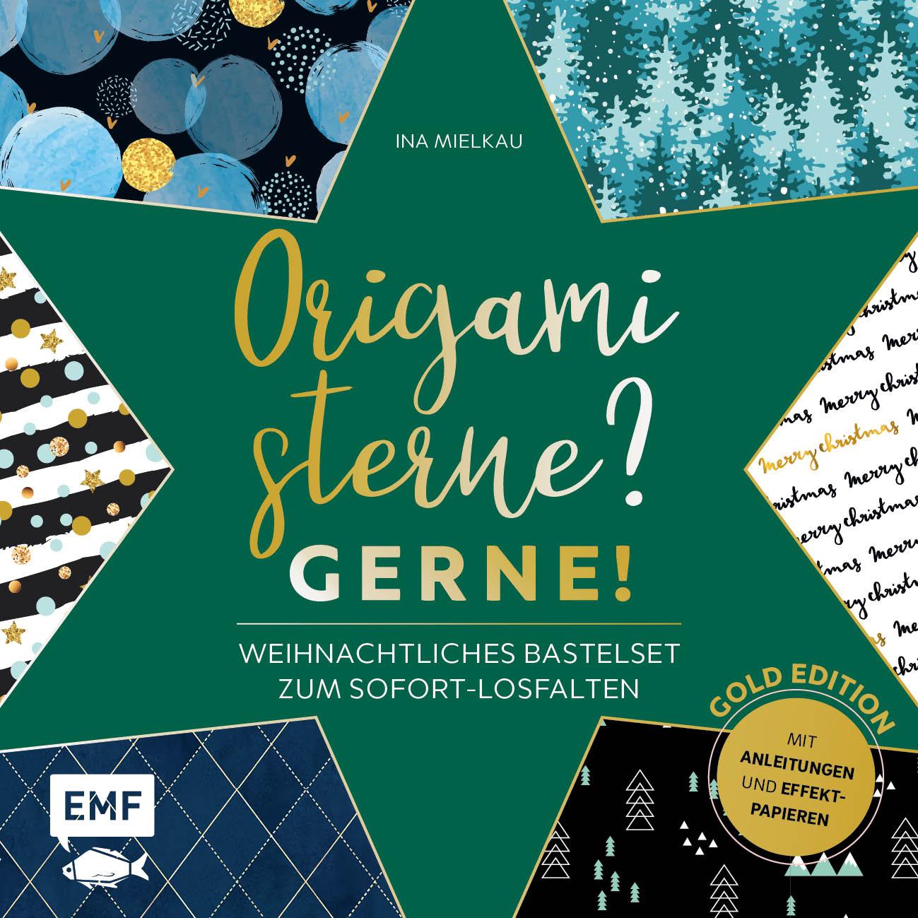 Vorderes Coverbild Origamisterne? Gerne! - Gold Edition - Weihnachtliches Bastelset zum Sofort-Losfalten