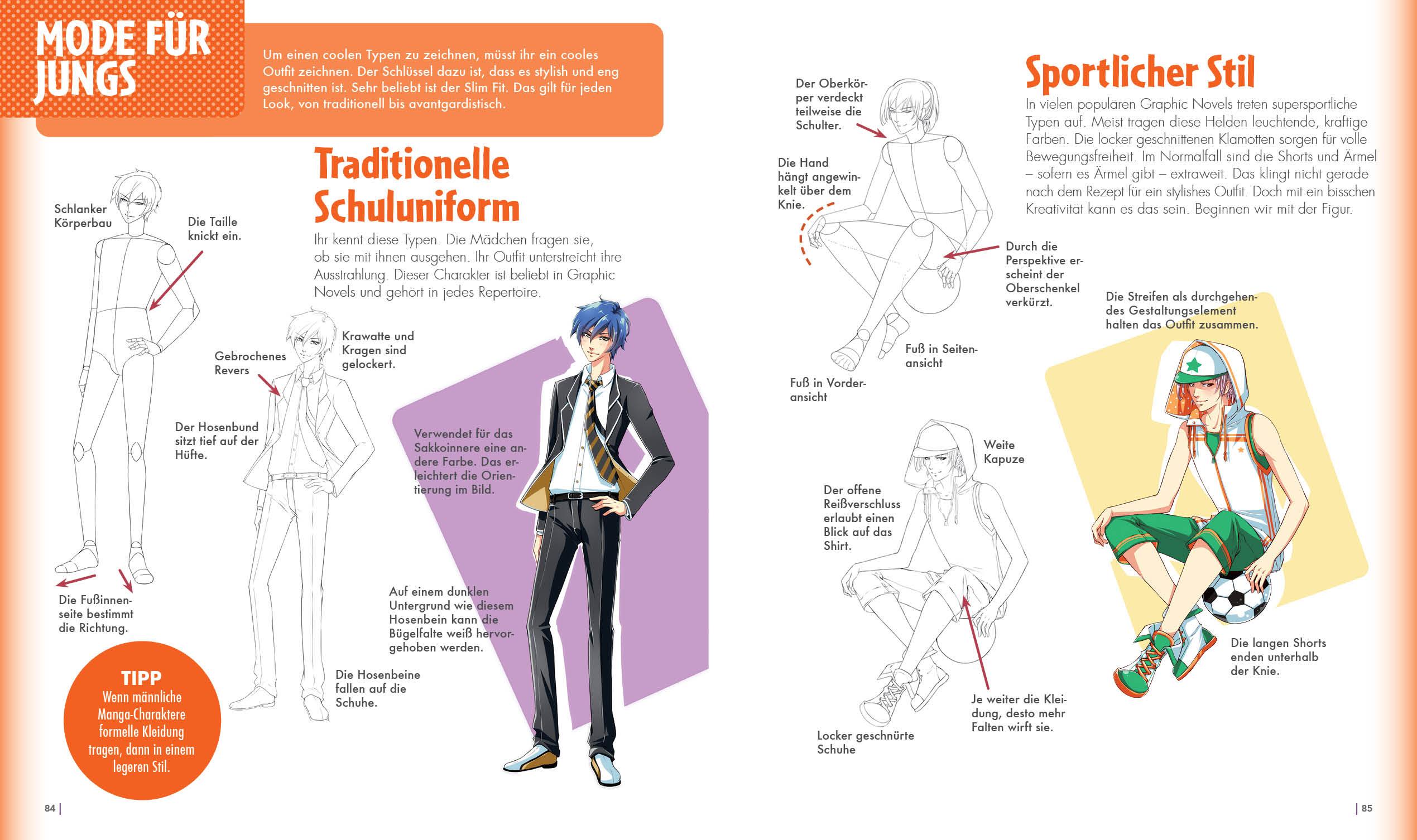 Beispielinhalt (Bild) Dein ultimativer Manga-Anime-Zeichenkurs - Fashion - Starke Charaktere in stylischen Outfits
