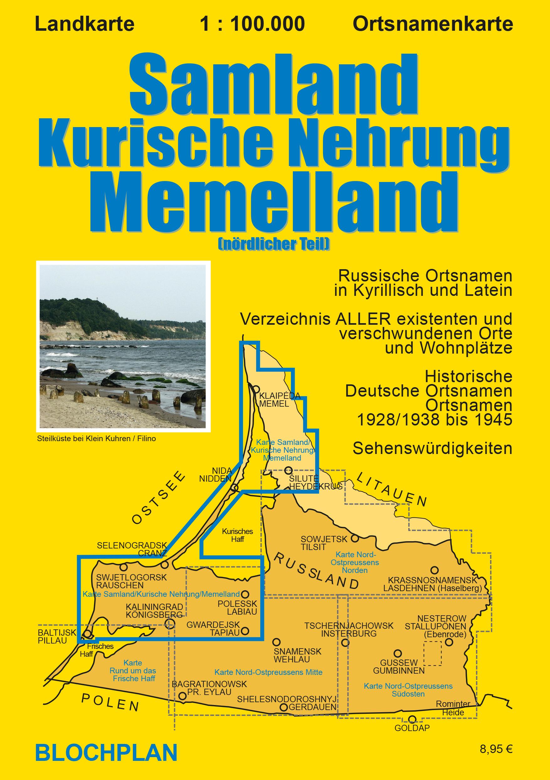 Vorderes Coverbild Landkarte Samland/Kurische Nehrung/Memelland 1:100 000