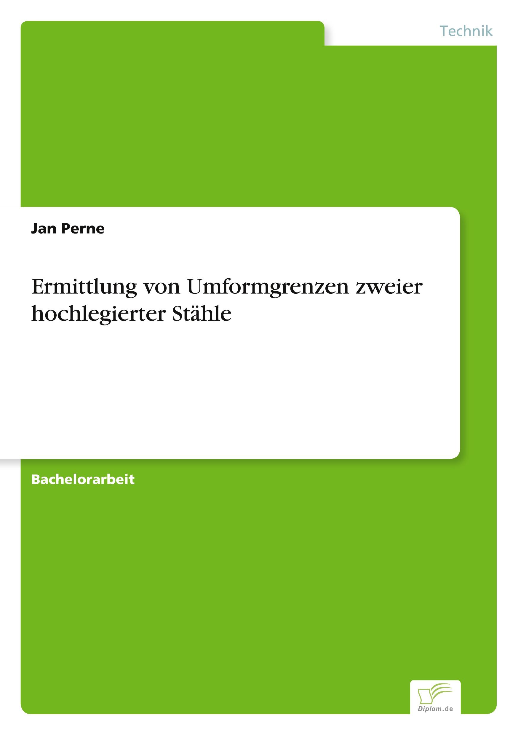 Vorderes Coverbild Ermittlung von Umformgrenzen zweier hochlegierter Stähle