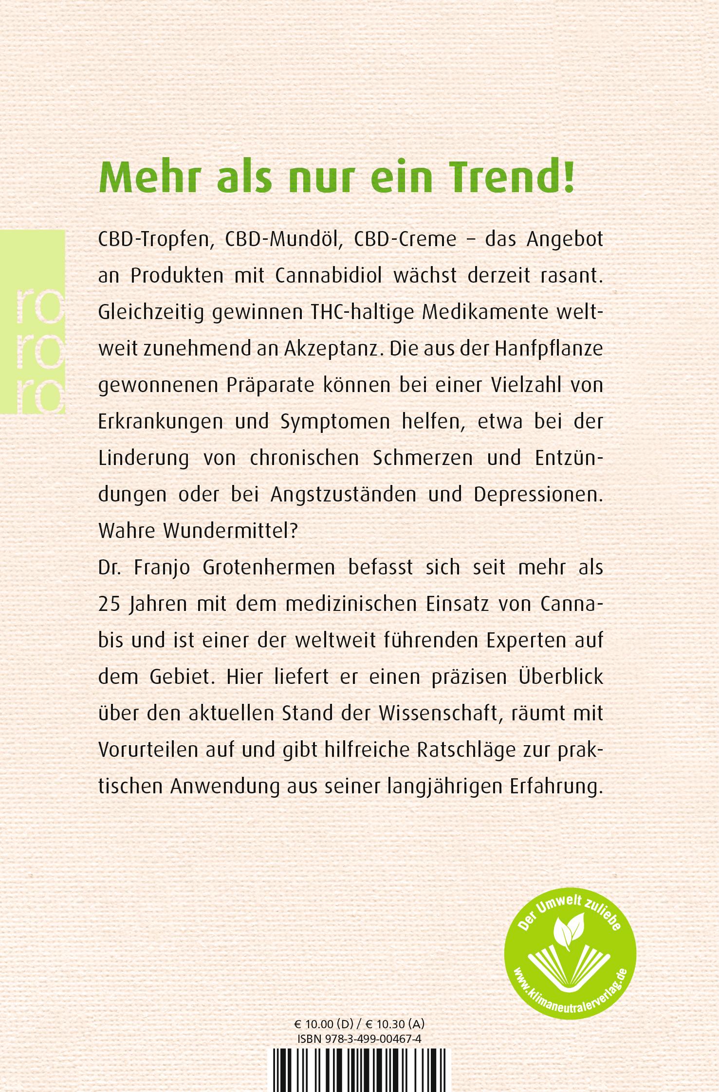 Rückseitencover Die Heilkraft von CBD und Cannabis