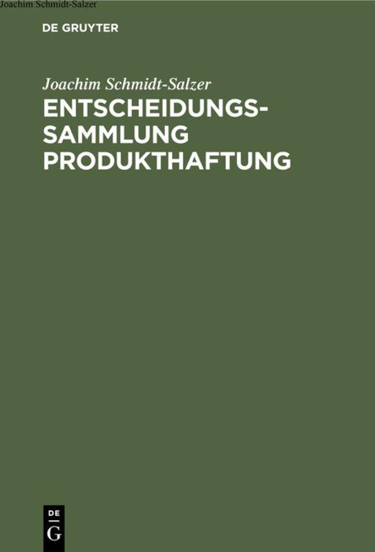 Vorderes Coverbild Entscheidungssammlung Produkthaftung
