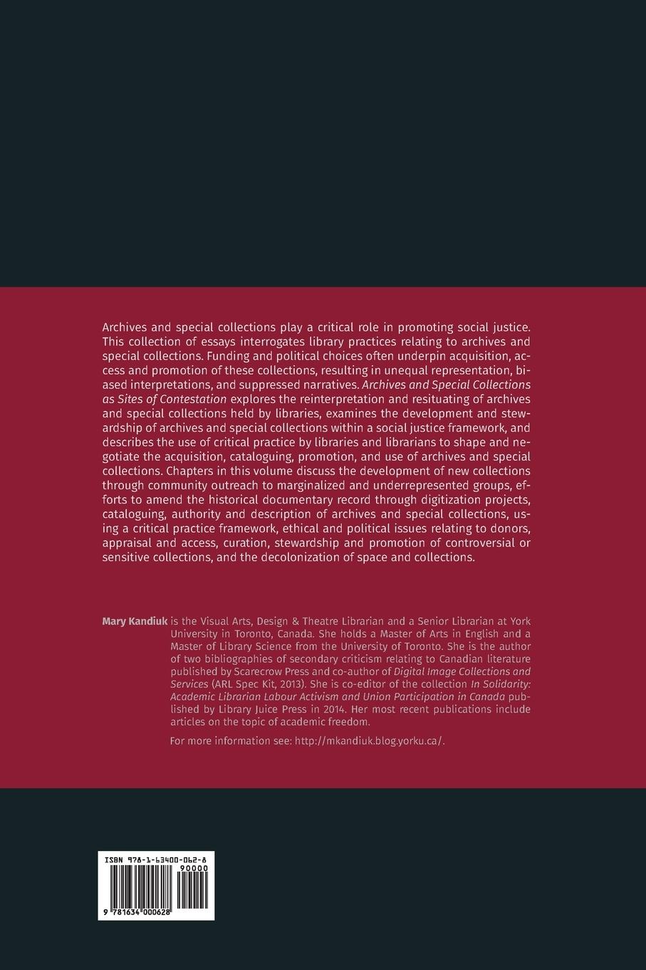 Rückseitencover Archives and Special Collections as Sites of Contestation
