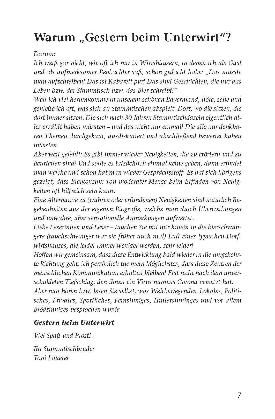 Beispielinhalt (Bild) Gestern beim Unterwirt