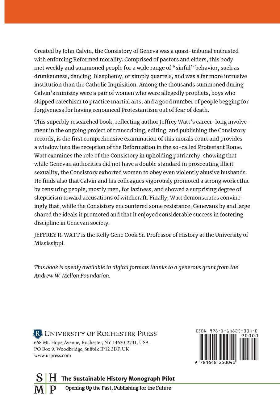 Rückseitencover Consistory and Social Discipline in Calvin's Geneva