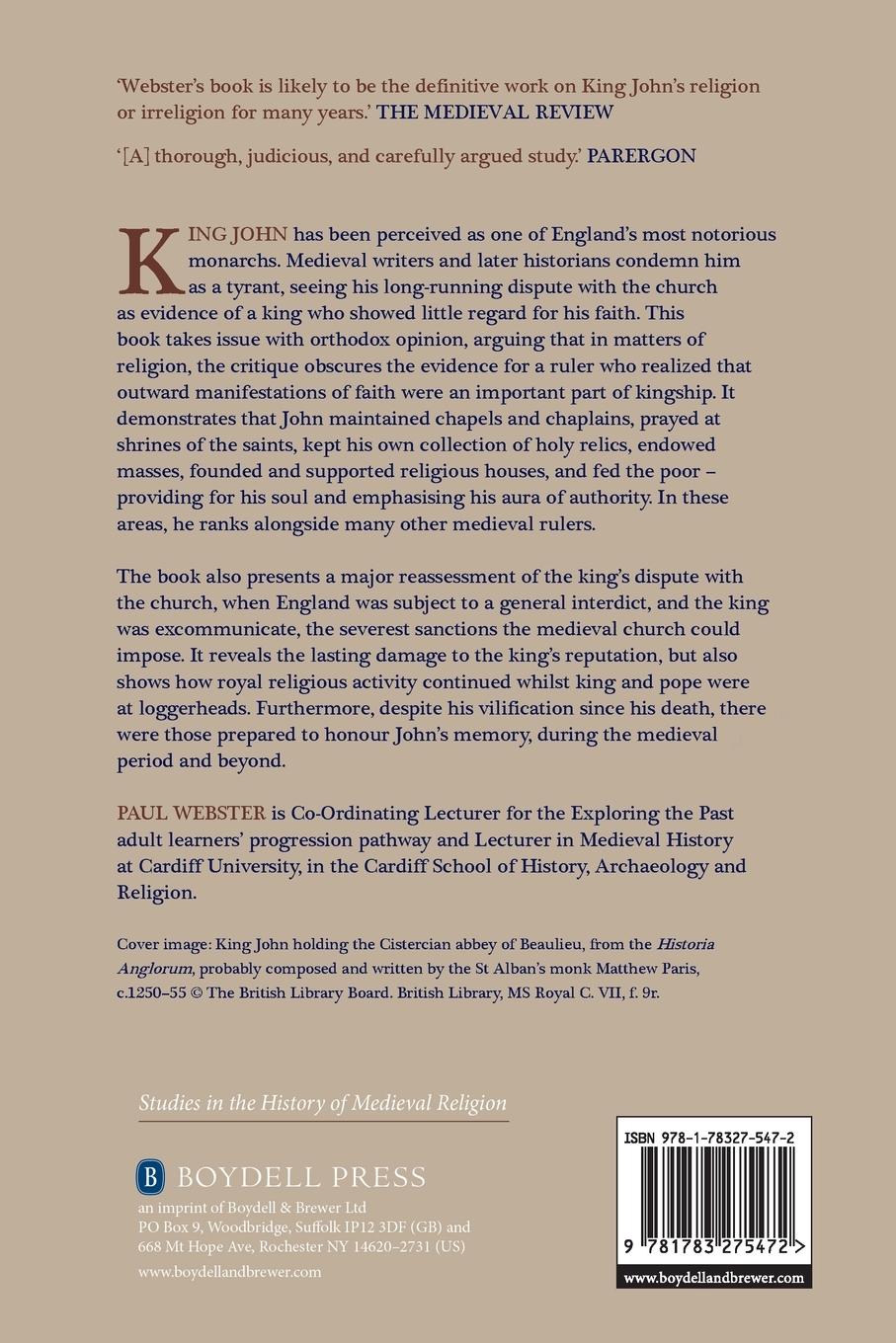 Rückseitencover King John and Religion