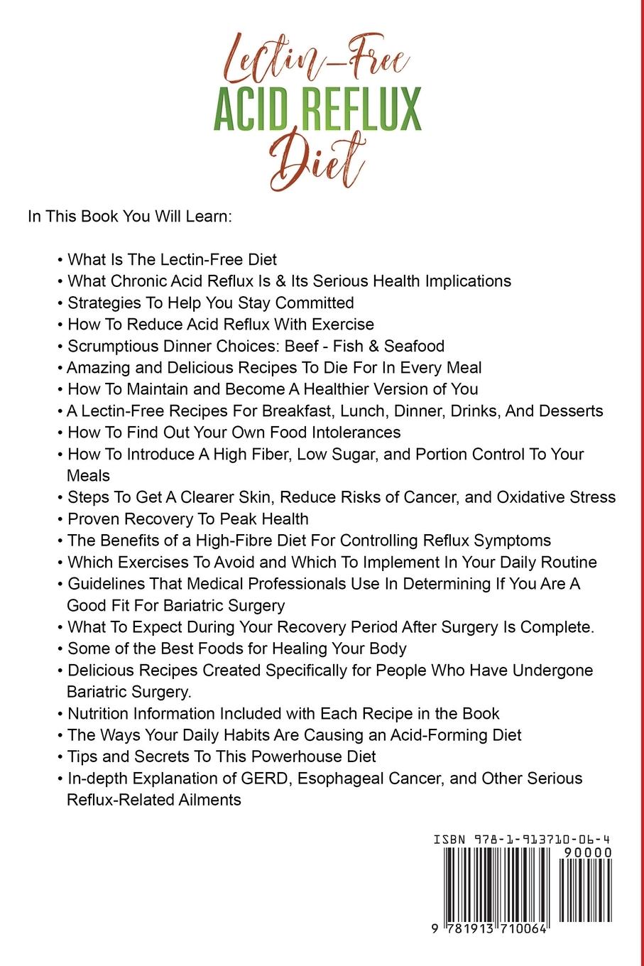 Rückseitencover Lectin-Free Acid Reflux Diet: The Proven Diet For Heartburn, Indigestion and Bariatric Patients Following Weight Loss Surgery: With Kent McCabe, Emm