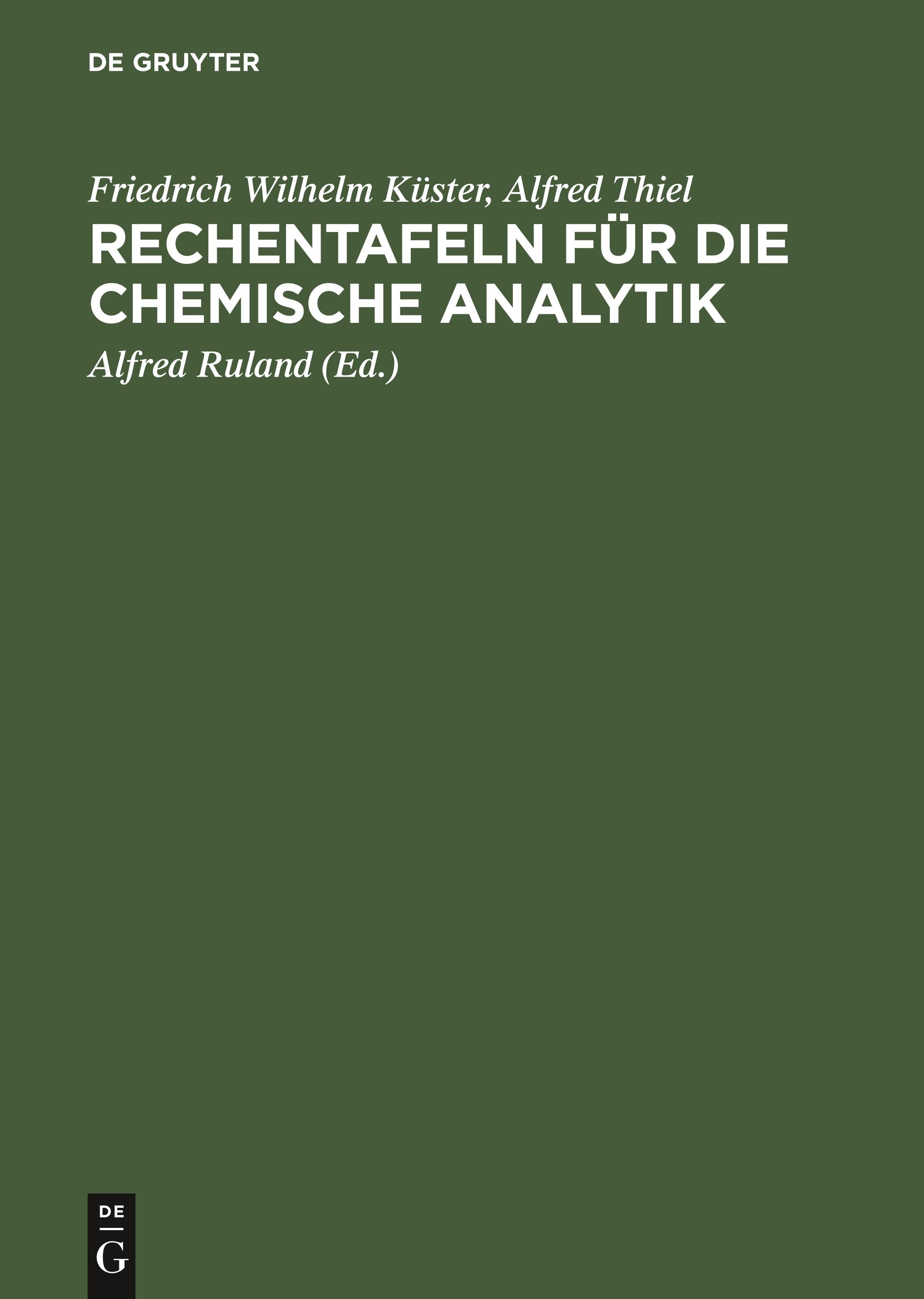 Vorderes Coverbild Rechentafeln für die chemische Analytik