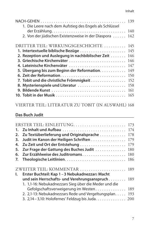 Beispielinhalt (Bild) Die Bücher Tobit, Judit, Ester