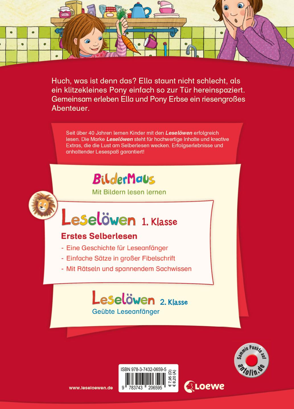 Rückseitencover Leselöwen 1. Klasse - Ein Pony namens Erbse