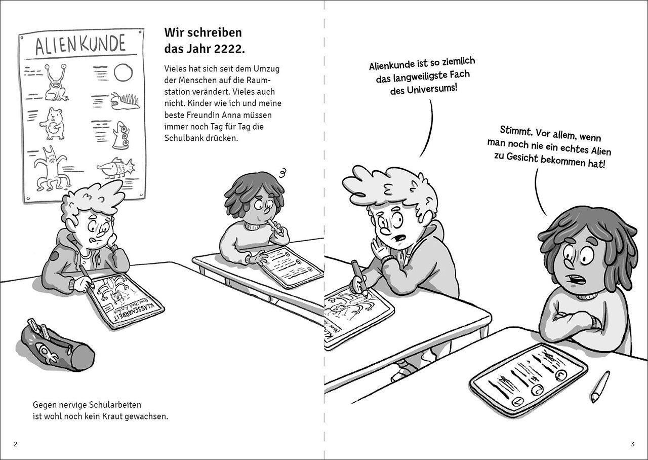 Beispielinhalt (Bild) Die Weltraumschule (Band 1) - Erste Stunde: Alienkunde
