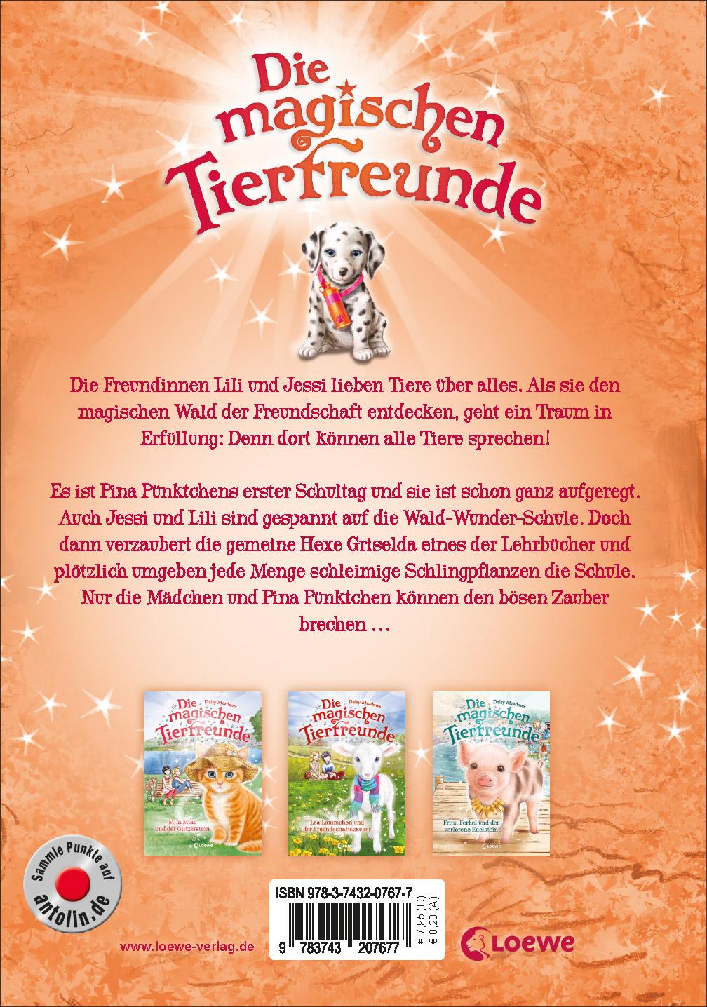 Rückseitencover Die magischen Tierfreunde (Band 15) - Pina Pünktchen kommt in die Zauberschule