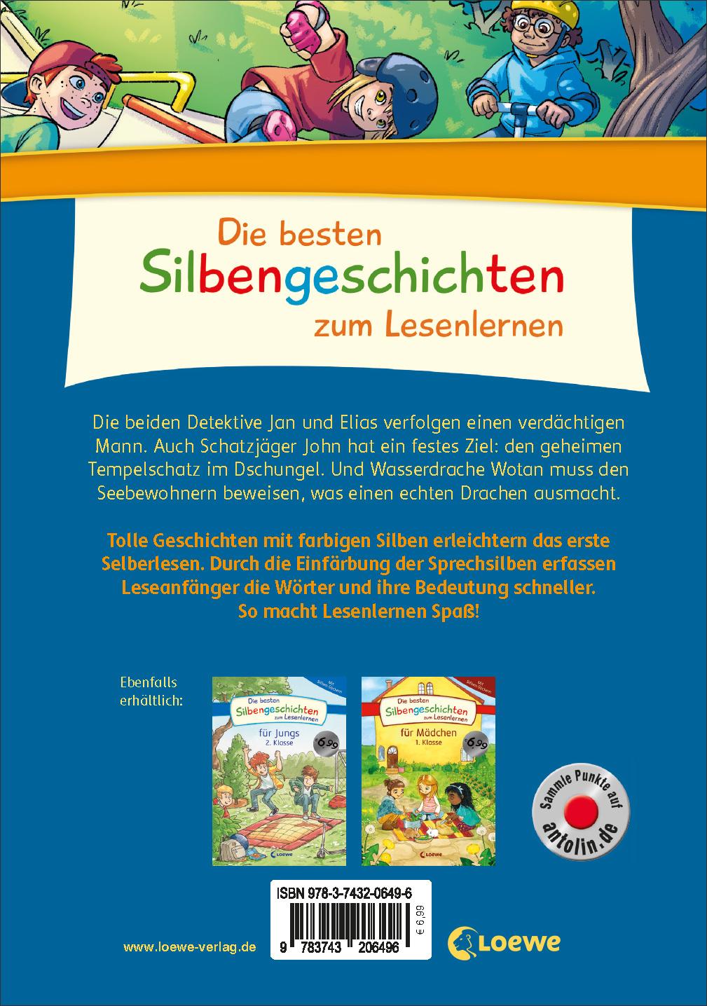Rückseitencover Die besten Silbengeschichten zum Lesenlernen für Jungs 1. Klasse