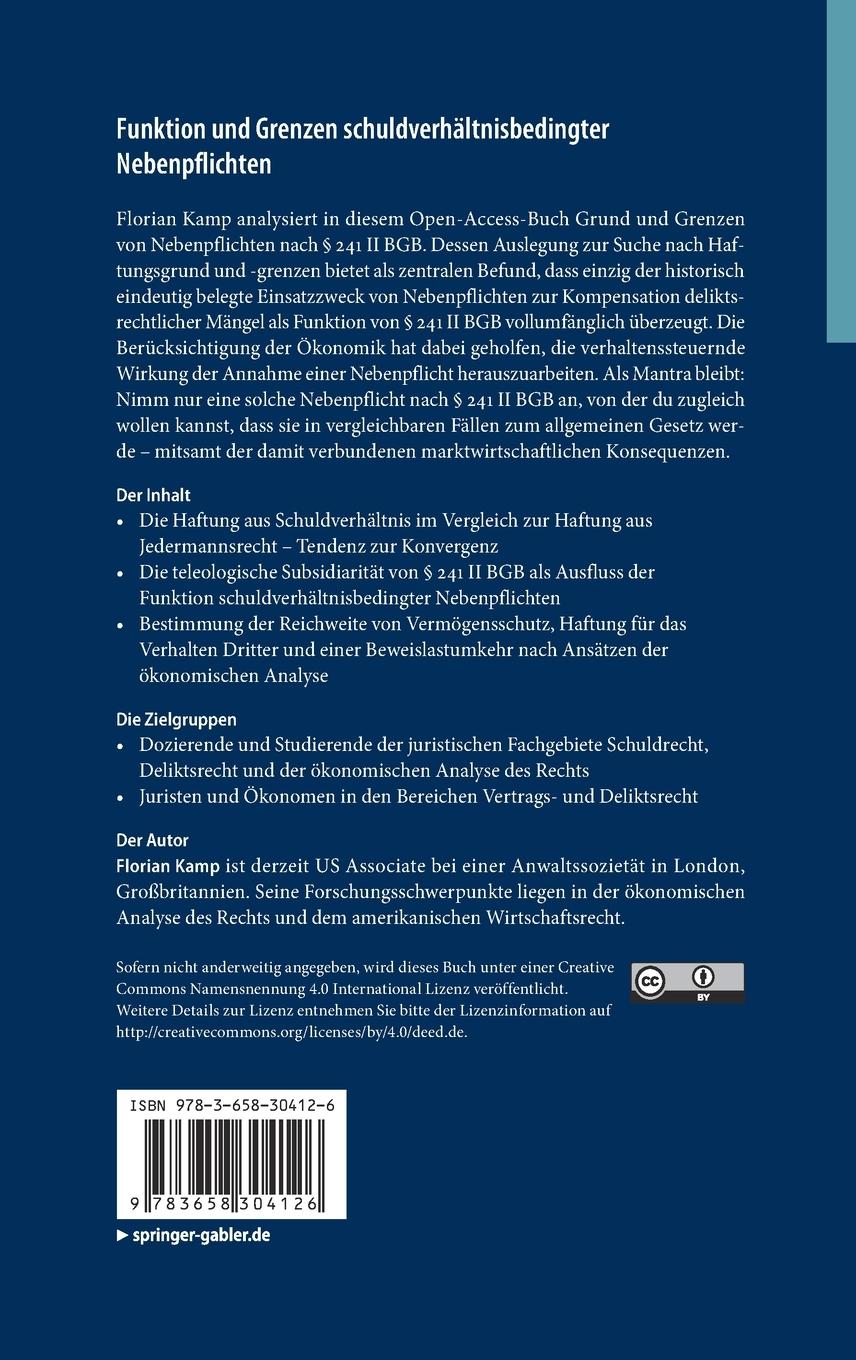 Rückseitencover Funktion und Grenzen schuldverhältnisbedingter Nebenpflichten