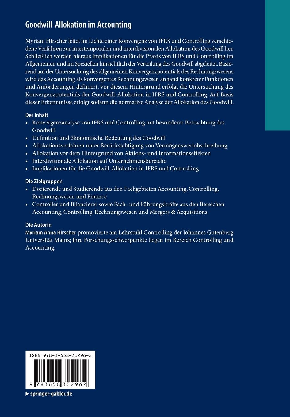 Rückseitencover Goodwill-Allokation im Accounting