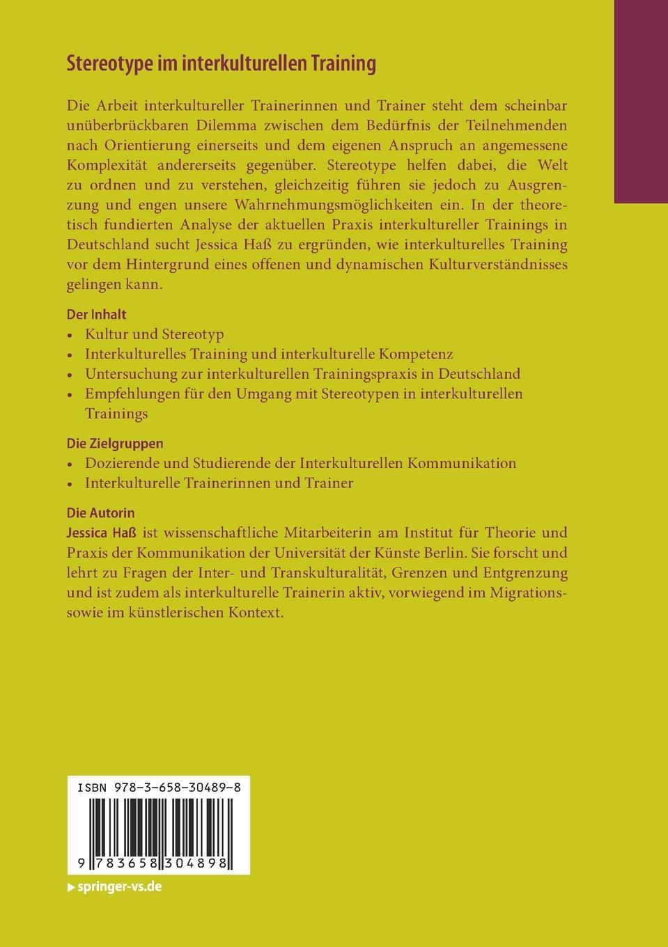 Rückseitencover Stereotype im interkulturellen Training