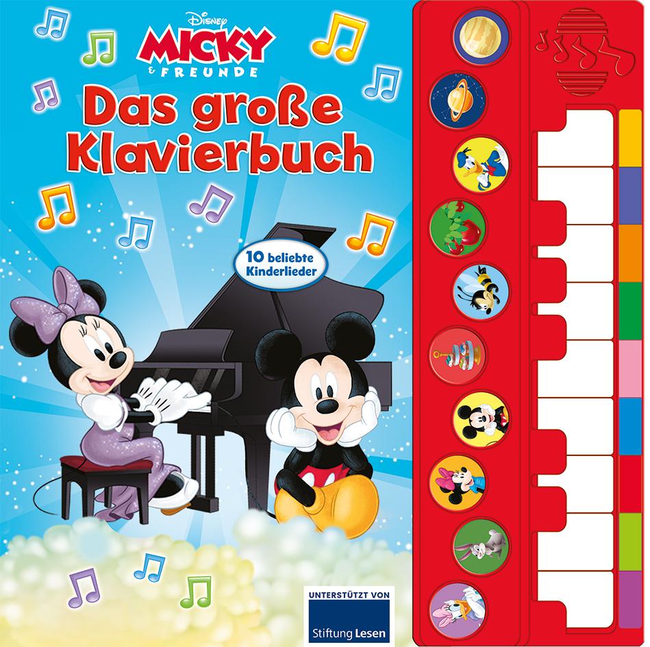 Vorderes Coverbild Micky Mouse - Spiel Klavier mit uns - Disney Junior Liederbuch mit Klaviertastatur - Vor- und Nachspielfunktion - 10 beliebte Kinderlieder - Pappbilderbuch
