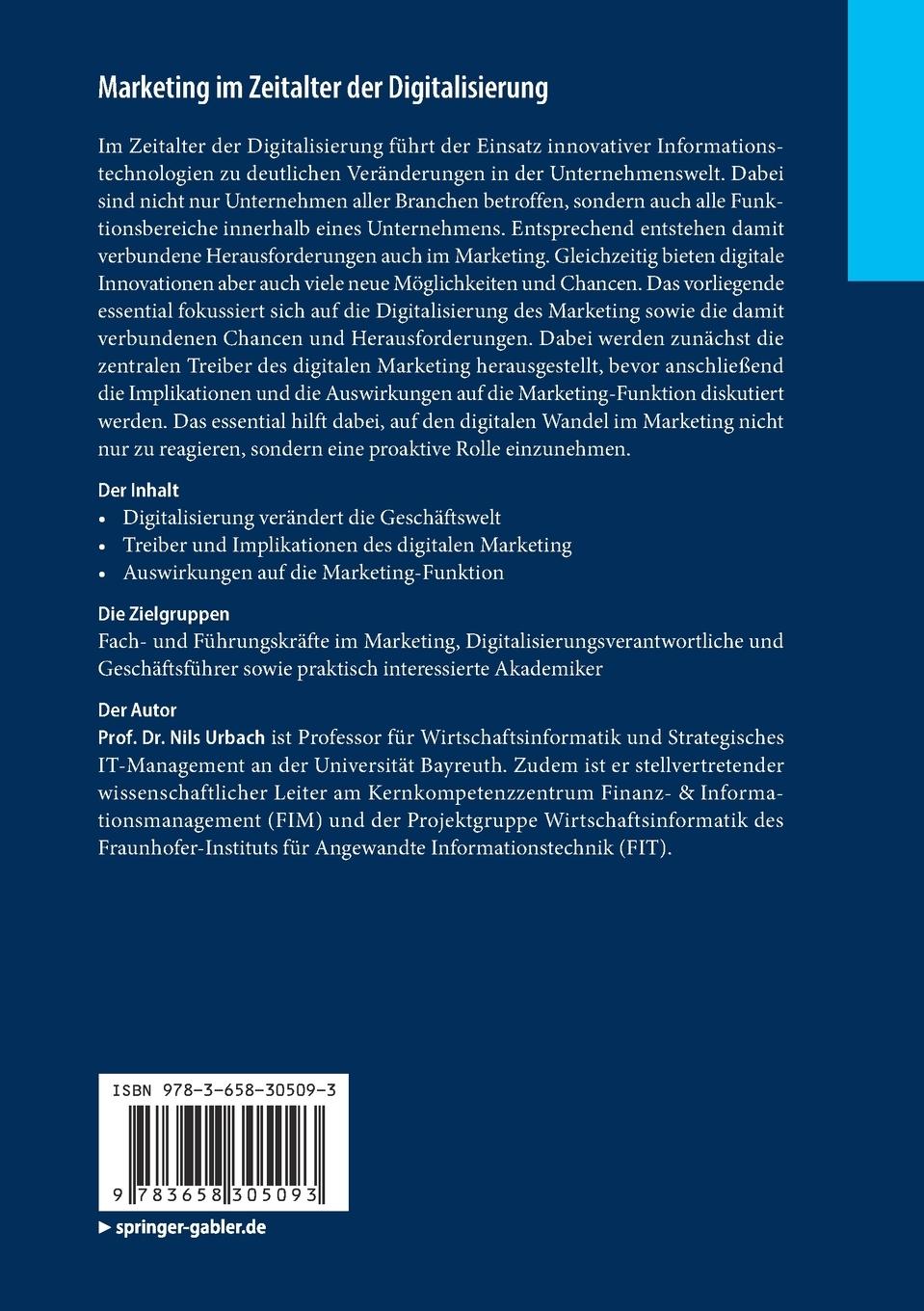 Rückseitencover Marketing im Zeitalter der Digitalisierung