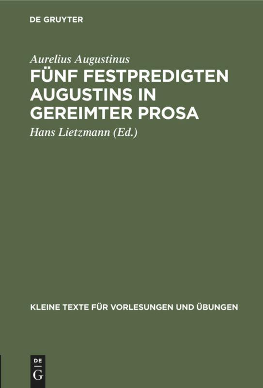 Vorderes Coverbild Fünf Festpredigten Augustins in gereimter Prosa