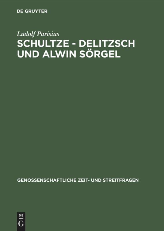 Vorderes Coverbild Schultze - Delitzsch und Alwin Sörgel