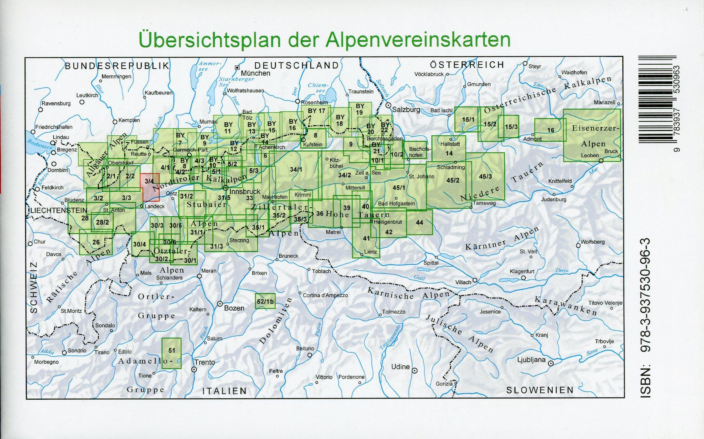 Beispielinhalt (Bild) DAV Alpenvereinskarte 03/4 Lechtaler Alpen Heiterwand und Muttekopfgebiet 1 : 25 000