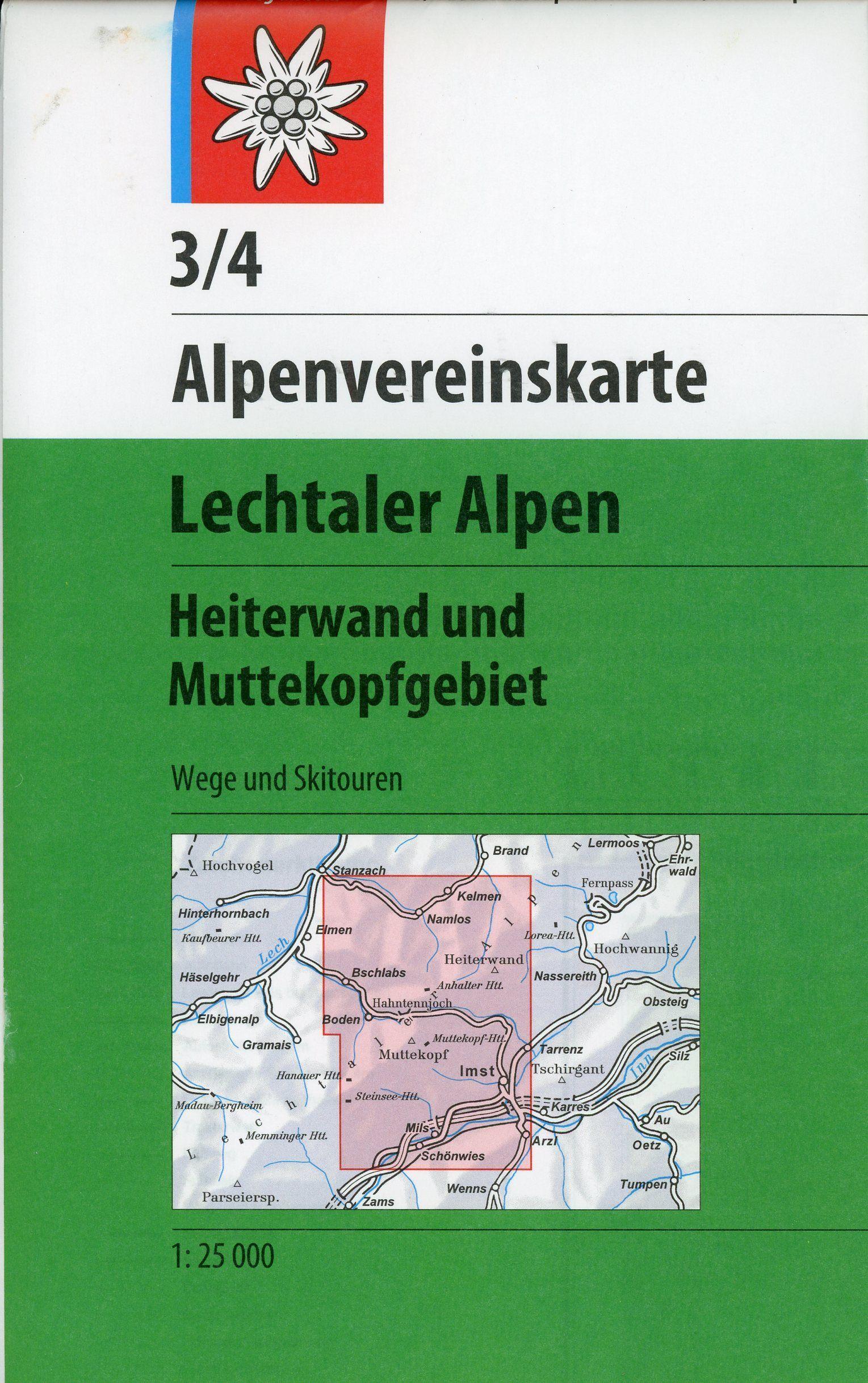 Vorderes Coverbild DAV Alpenvereinskarte 03/4 Lechtaler Alpen Heiterwand und Muttekopfgebiet 1 : 25 000
