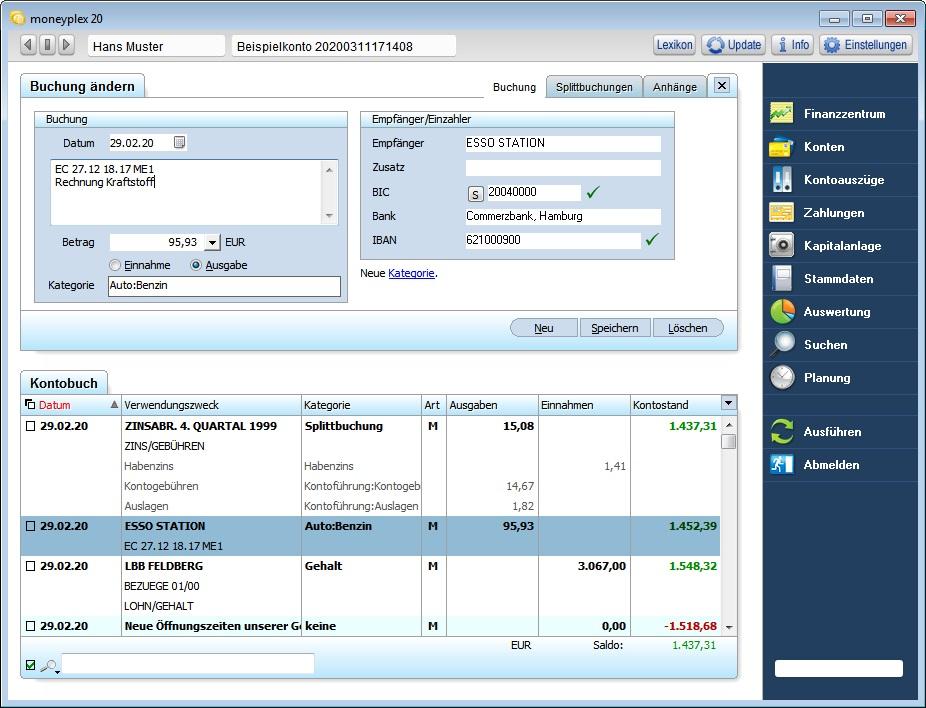 Beispielinhalt (Bild) moneyplex 20 PRO