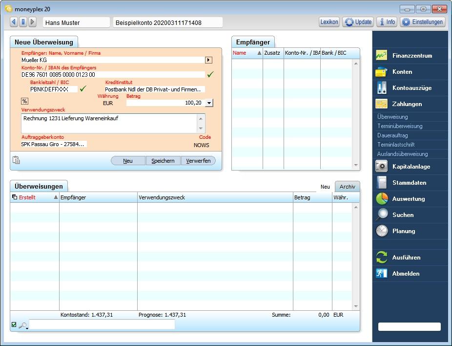 Beispielinhalt (Bild) moneyplex 20 PRO