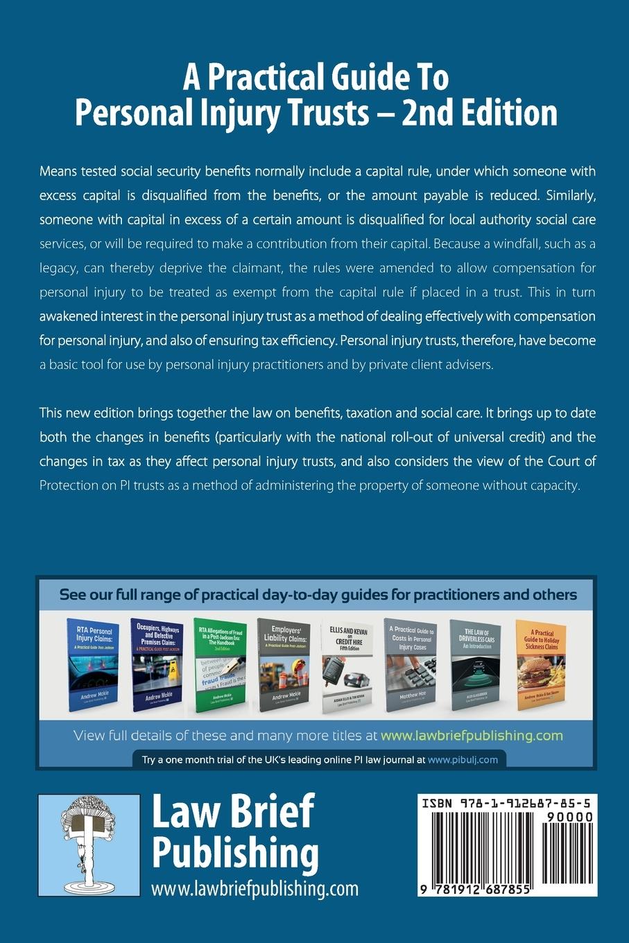 Rückseitencover A Practical Guide to Personal Injury Trusts - 2nd Edition
