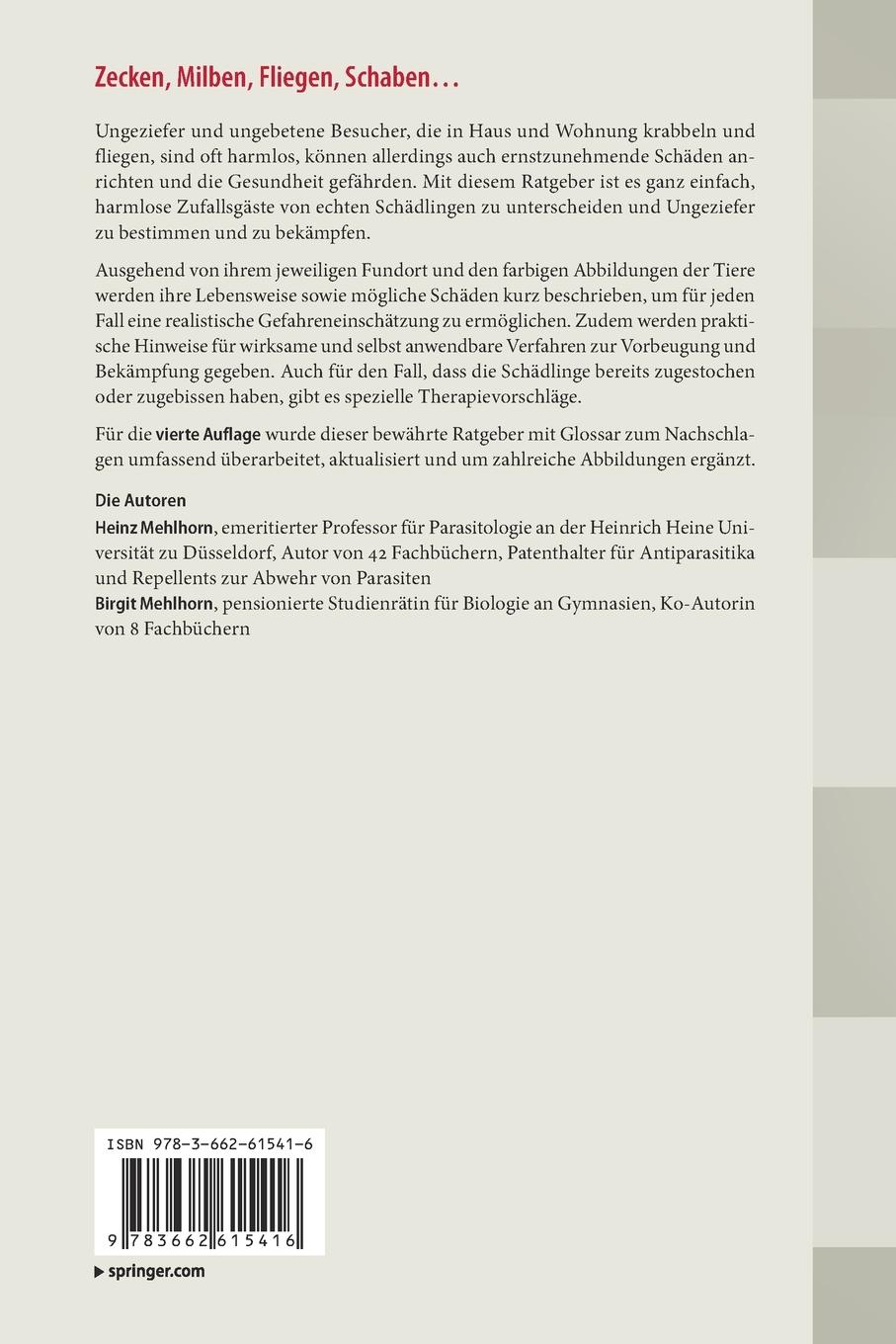Rückseitencover Zecken, Milben, Fliegen, Schaben ...