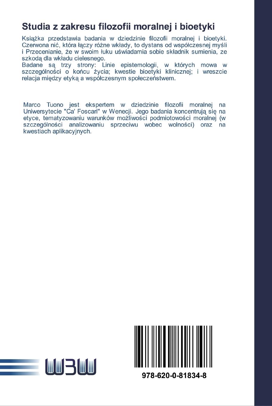 Rückseitencover Studia z zakresu filozofii moralnej i bioetyki