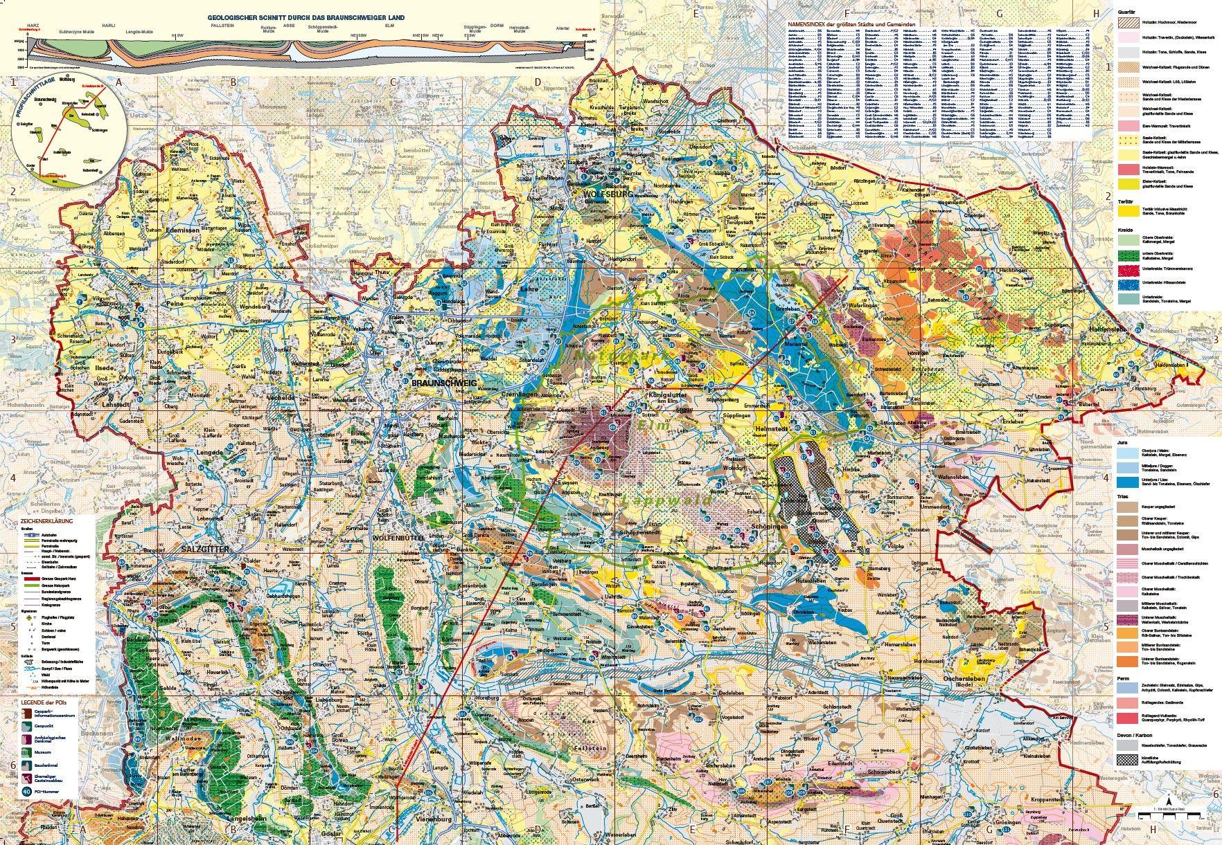 Beispielinhalt (Bild) Braunschweiger Land. Geotouristische Karte Maßstab 1:100 000