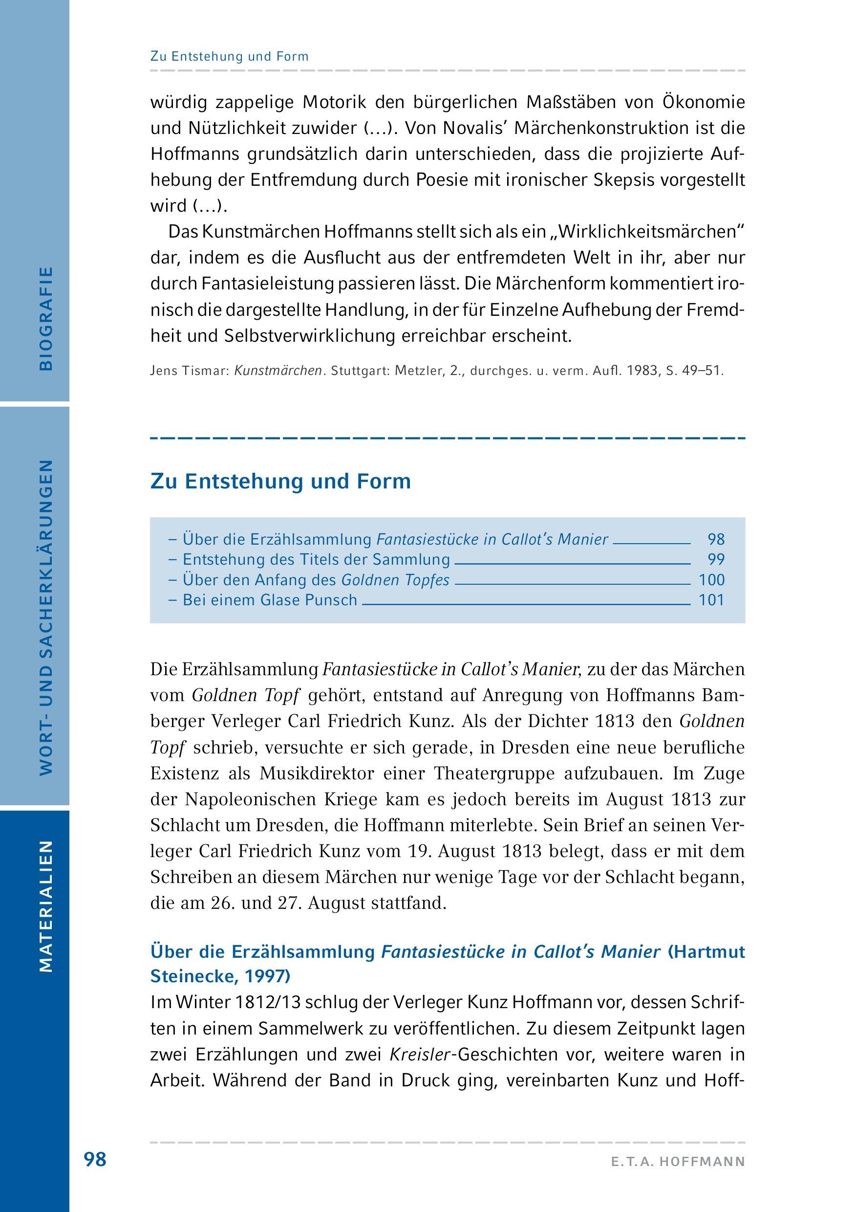 Beispielinhalt (Bild) Der goldne Topf. Hamburger Lesehefte Plus -