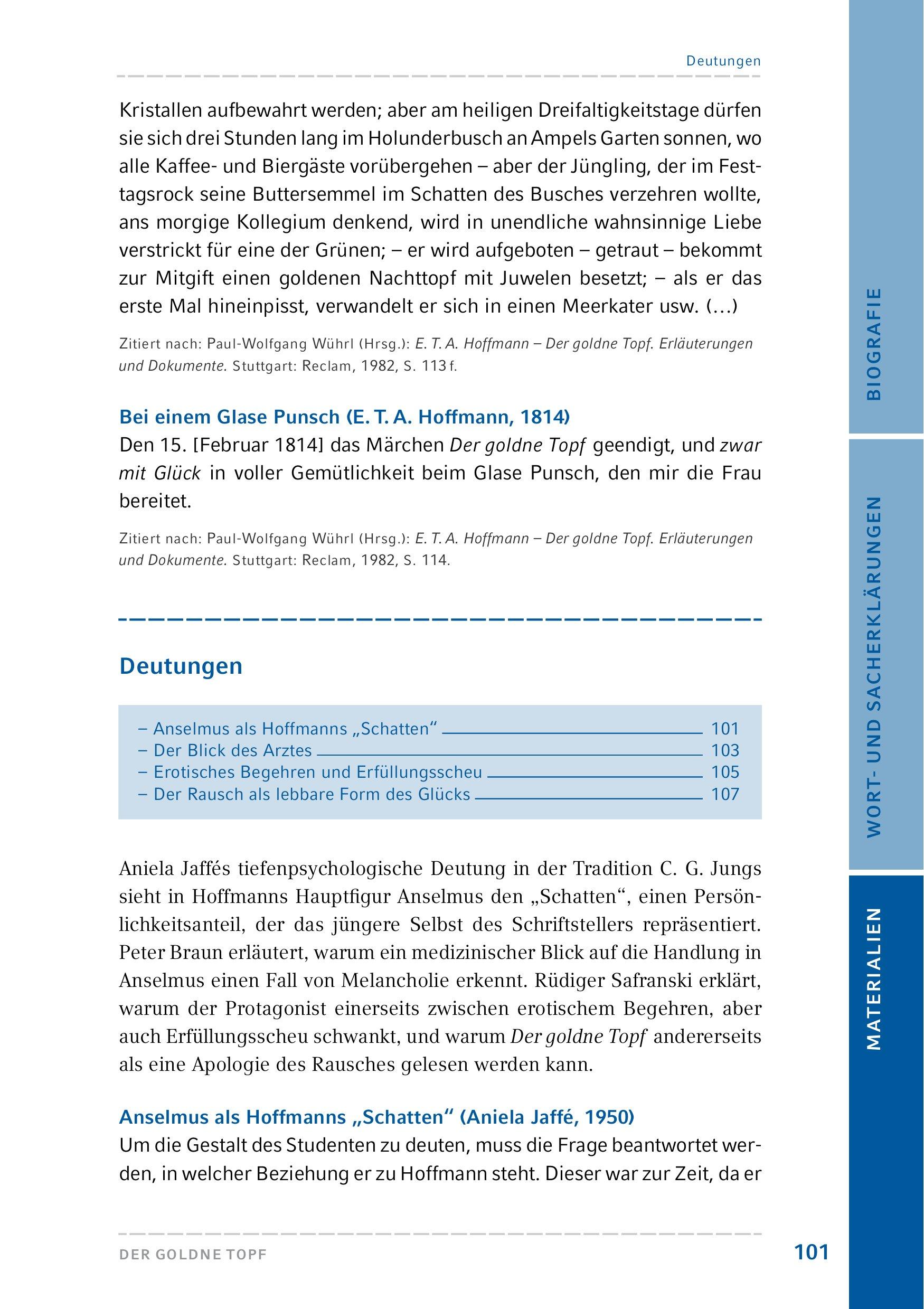 Beispielinhalt (Bild) Der goldne Topf. Hamburger Lesehefte Plus -