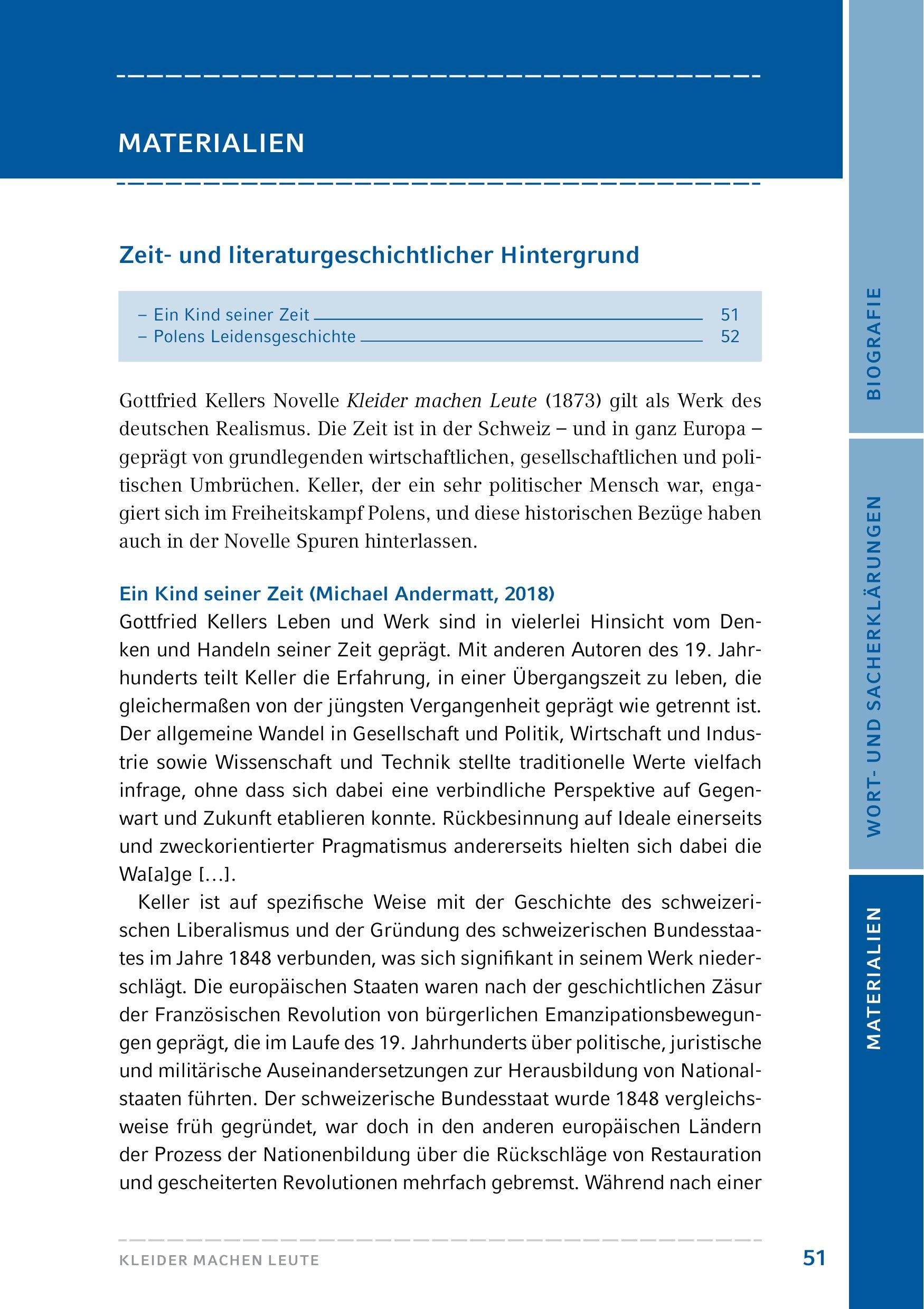 Beispielinhalt (Bild) Kleider machen Leute. Hamburger Lesehefte Plus