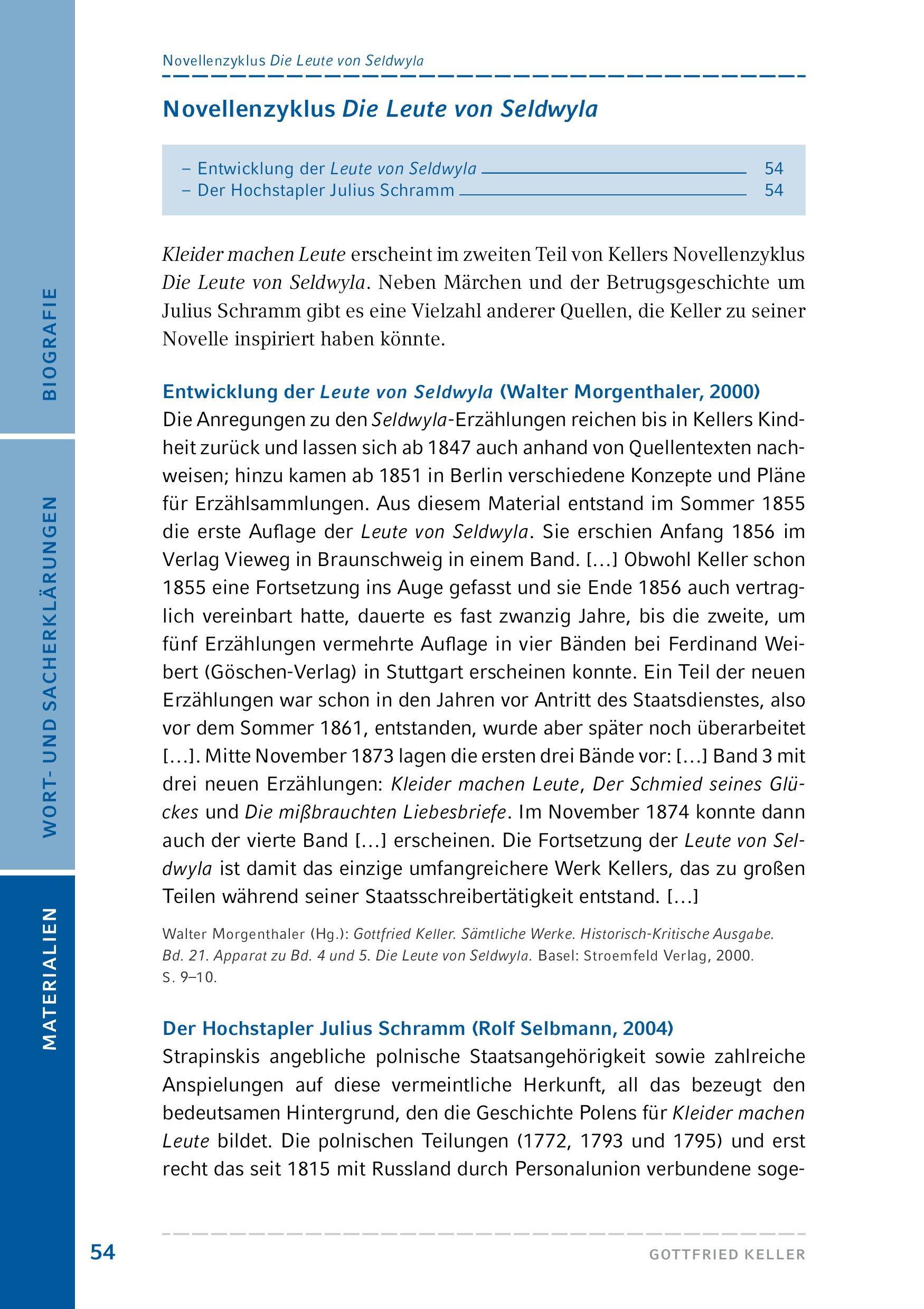 Beispielinhalt (Bild) Kleider machen Leute. Hamburger Lesehefte Plus