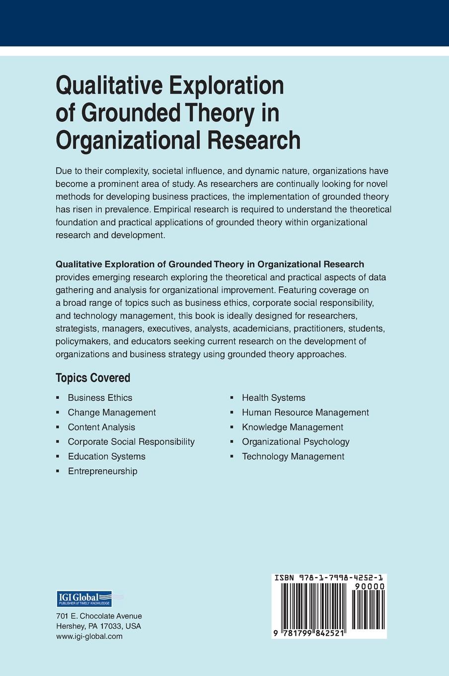 Rückseitencover Qualitative Exploration of Grounded Theory in Organizational Research