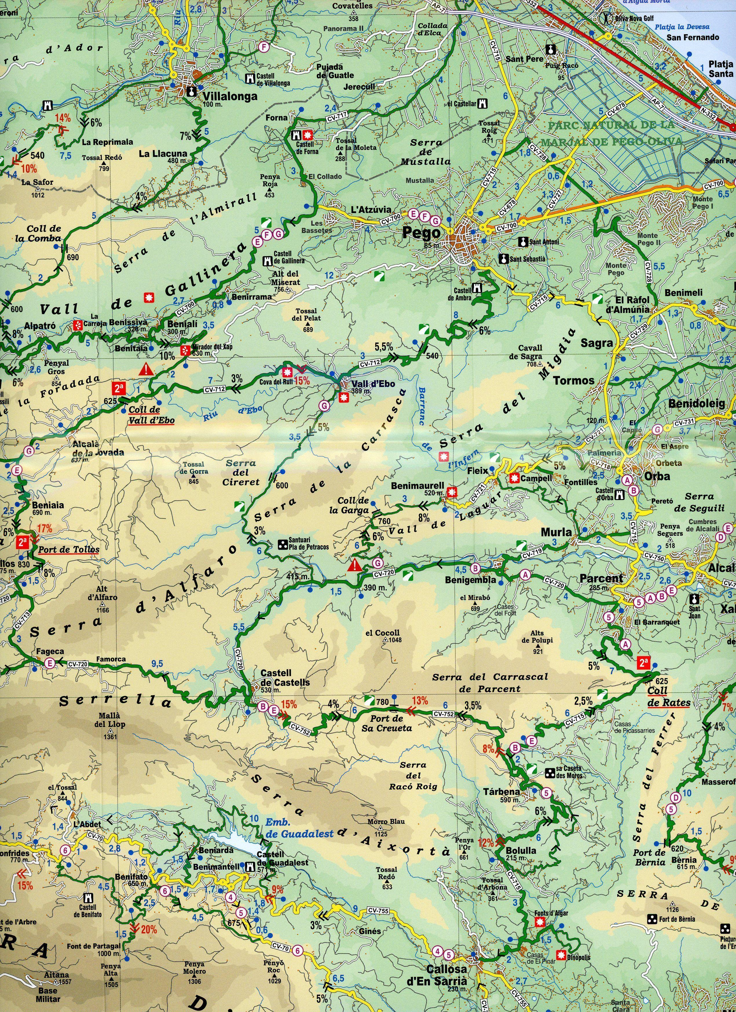 Beispielinhalt (Bild) Costa Blanca Bike Cycling map 1:100 000