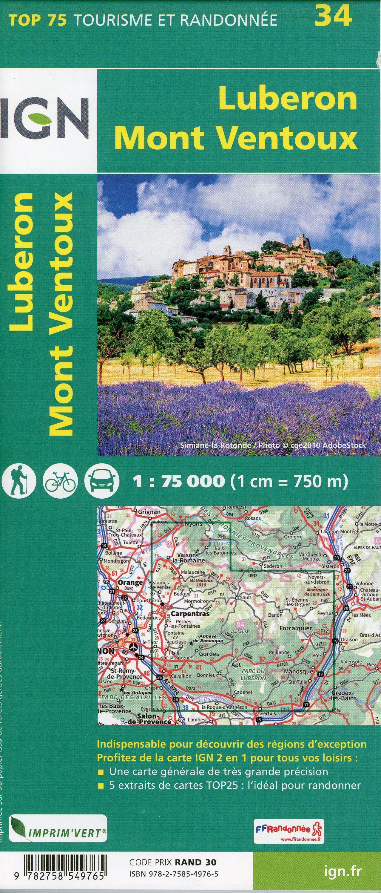 Beispielinhalt (Bild) Lubéron Mont-Ventoux 1:75 000