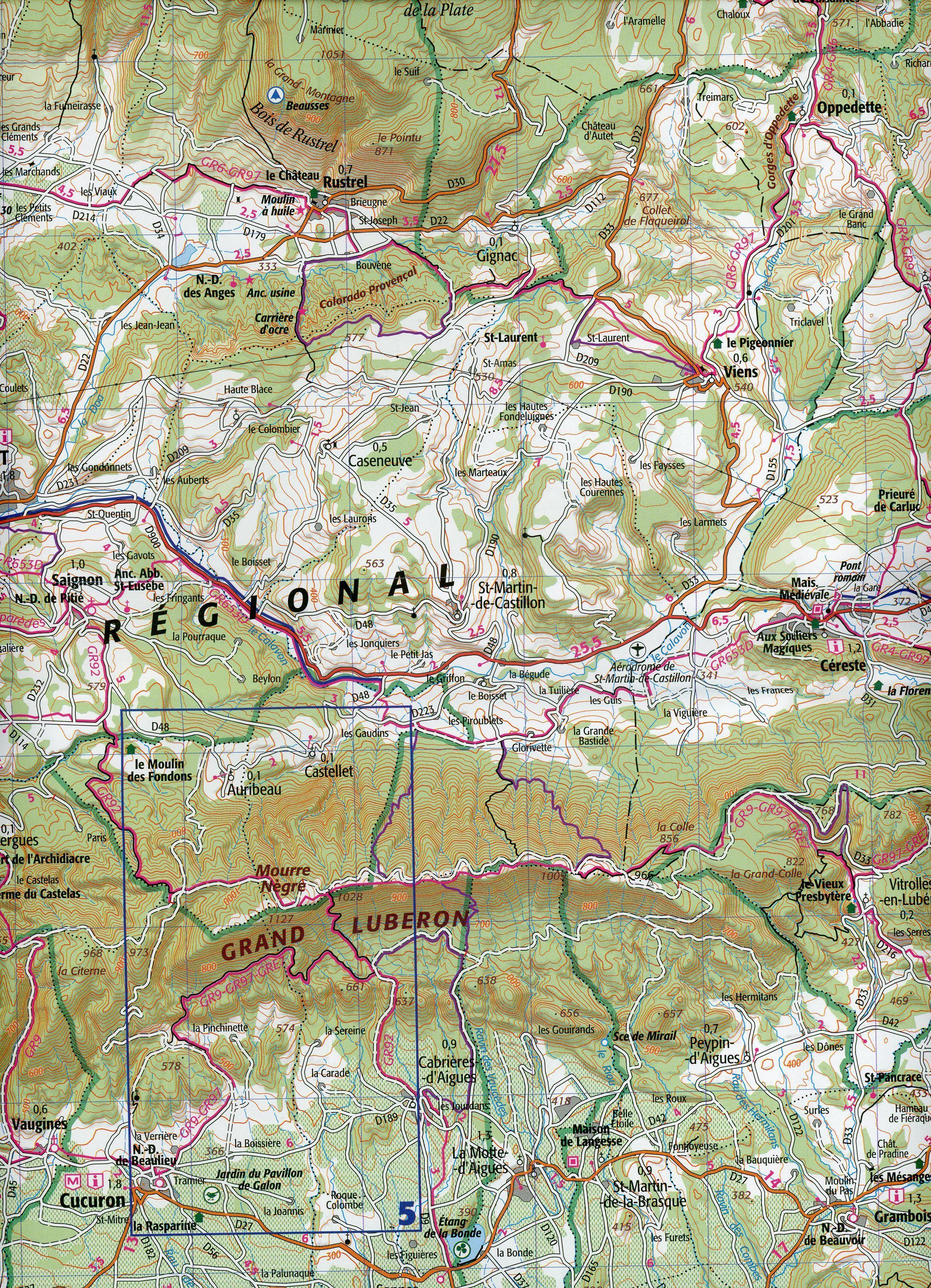 Beispielinhalt (Bild) Lubéron Mont-Ventoux 1:75 000