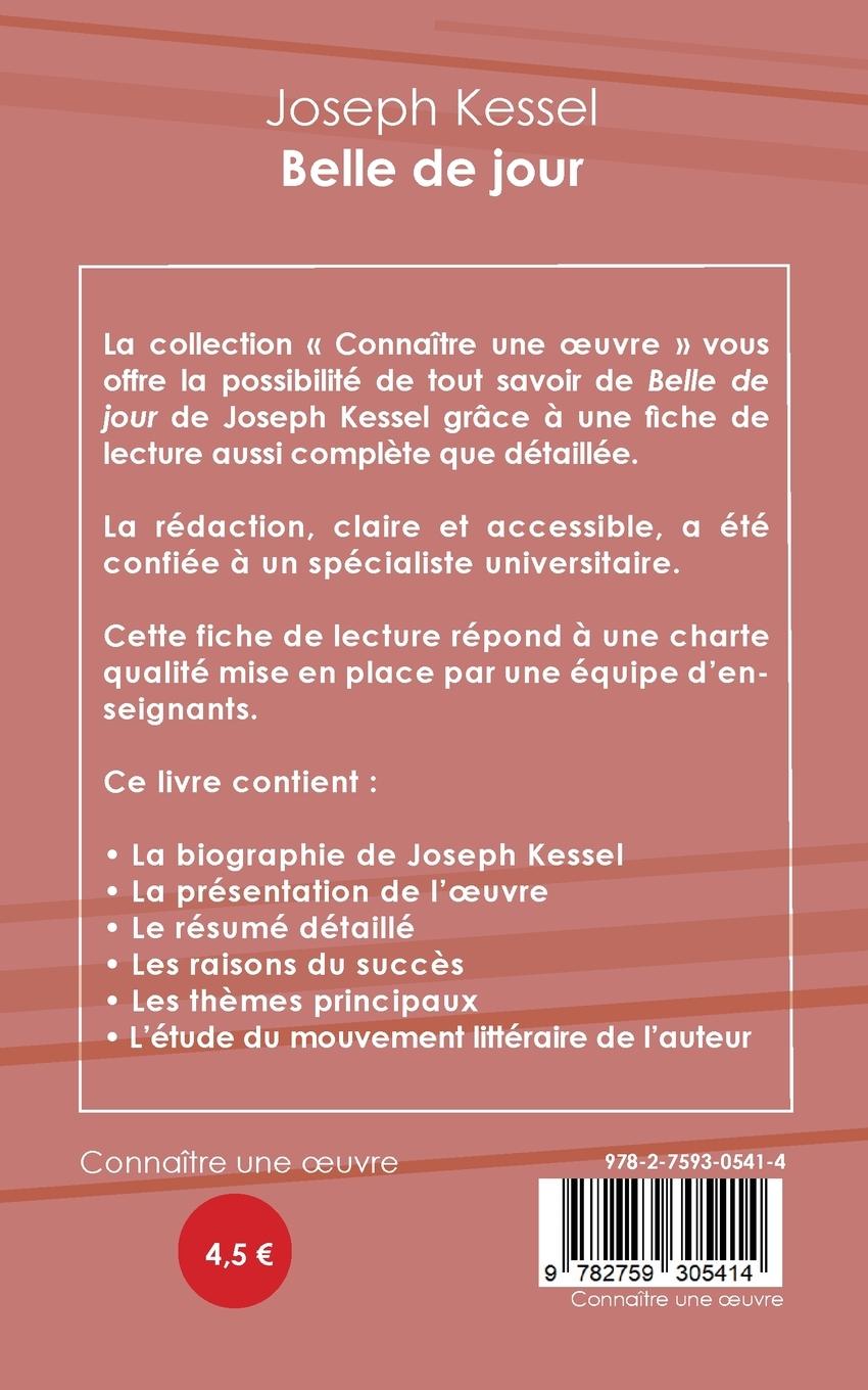 Rückseitencover Fiche de lecture Belle de jour de Joseph Kessel (Analyse littéraire de référence et résumé complet)