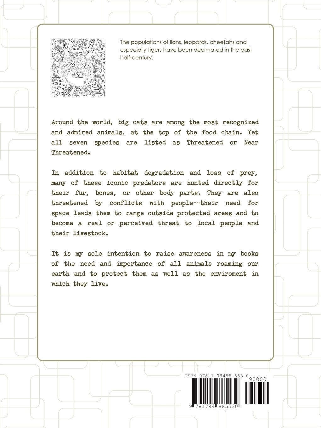 Rückseitencover Big Cat Faces Coloring Book