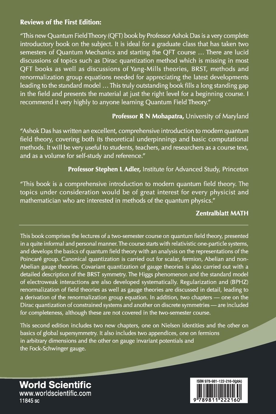 Rückseitencover LECT QUANT FIELD THEORY (2ND ED)