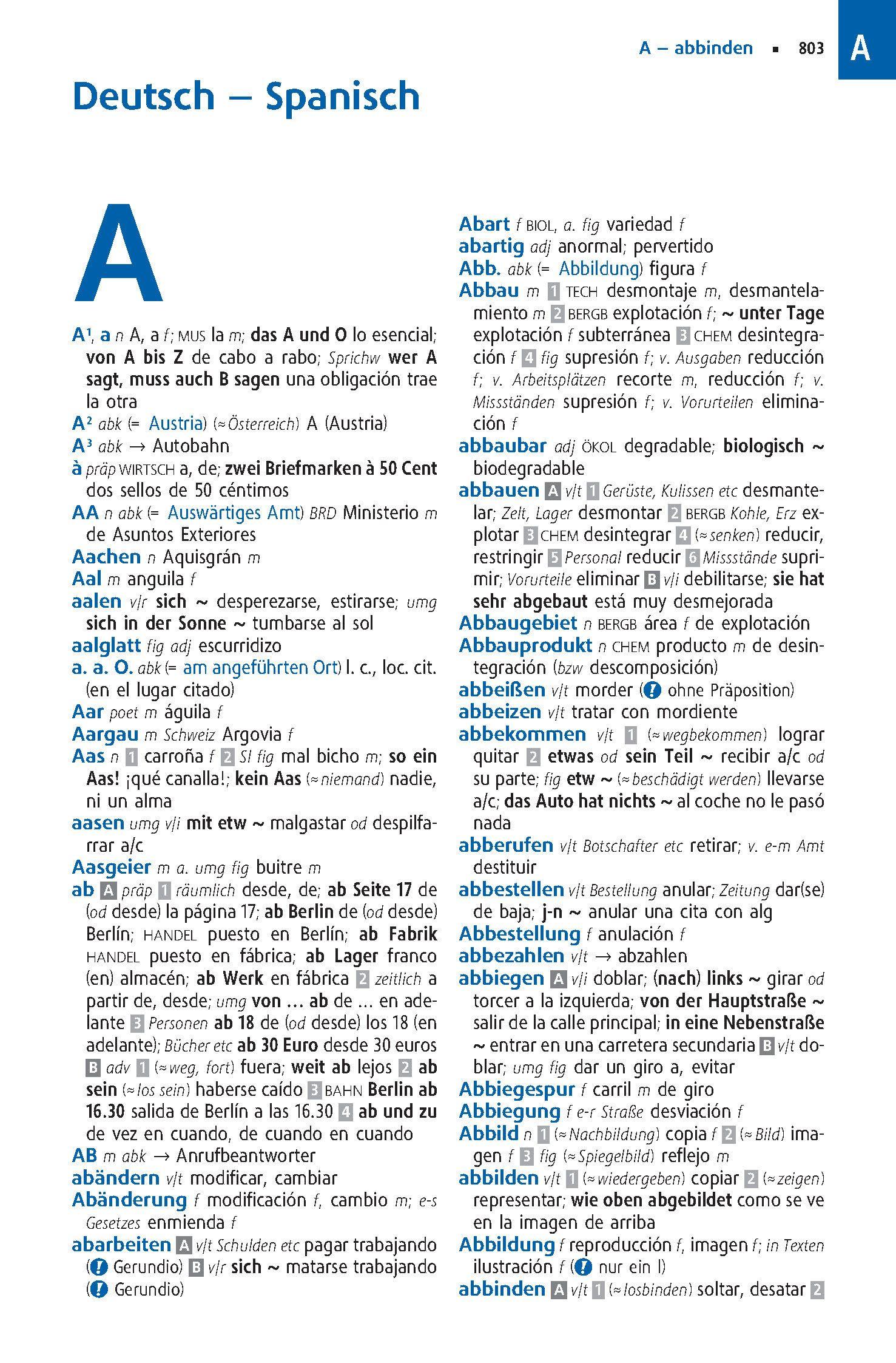 Beispielinhalt (Bild) Langenscheidt Großes Schulwörterbuch Plus Spanisch