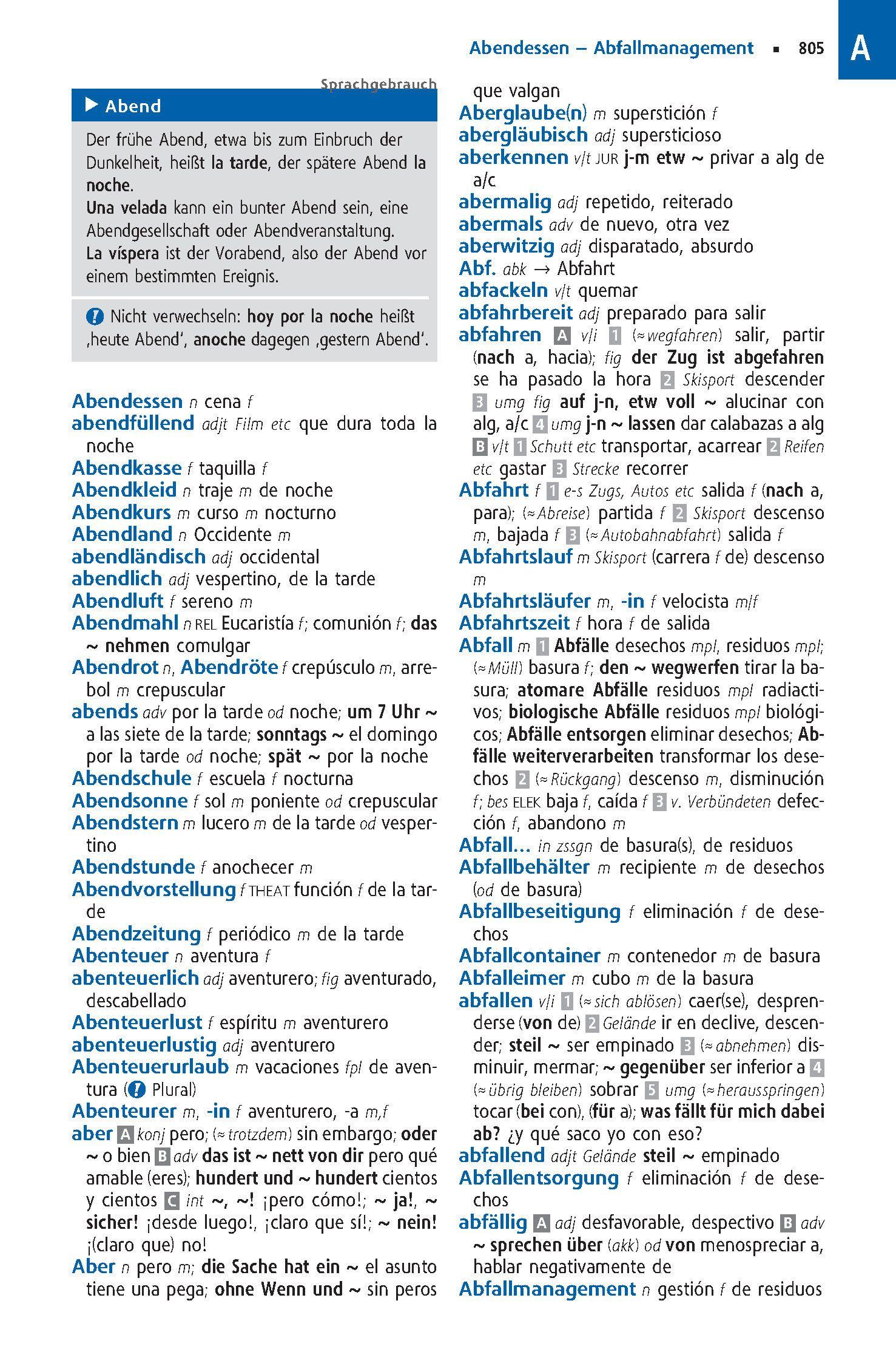 Beispielinhalt (Bild) Langenscheidt Großes Schulwörterbuch Plus Spanisch