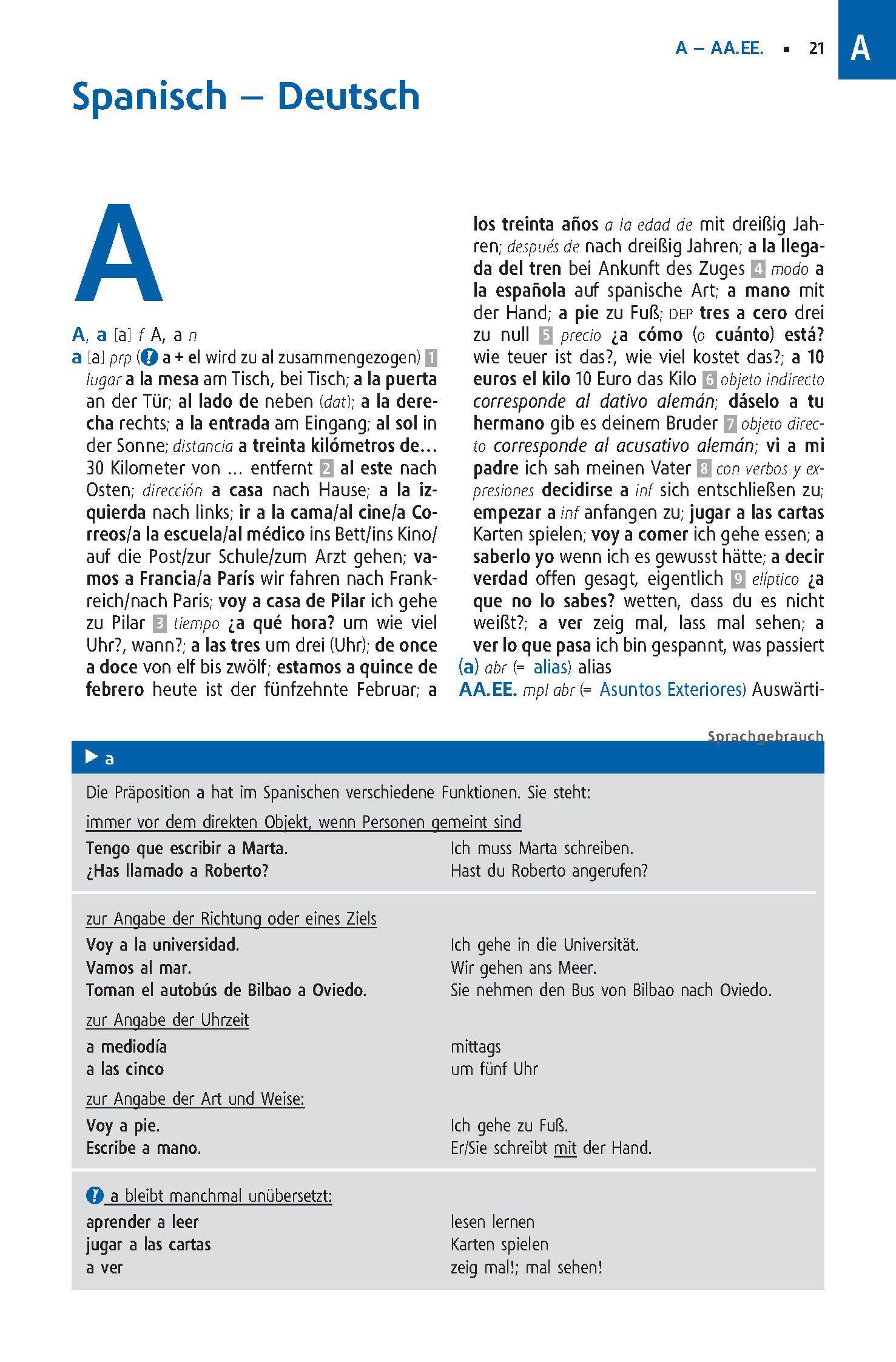 Beispielinhalt (Bild) Langenscheidt Großes Schulwörterbuch Plus Spanisch