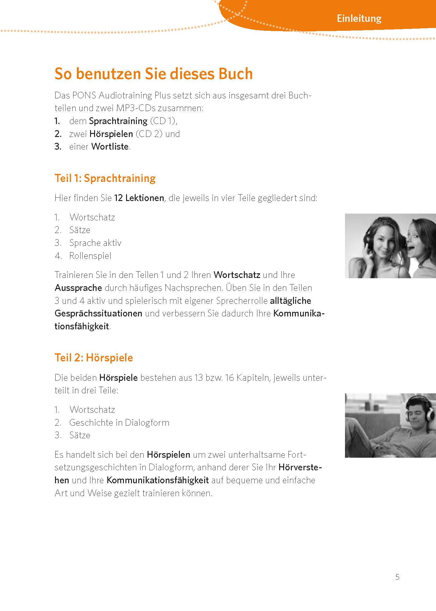 Beispielinhalt (Bild) PONS Audiotraining Plus Spanisch