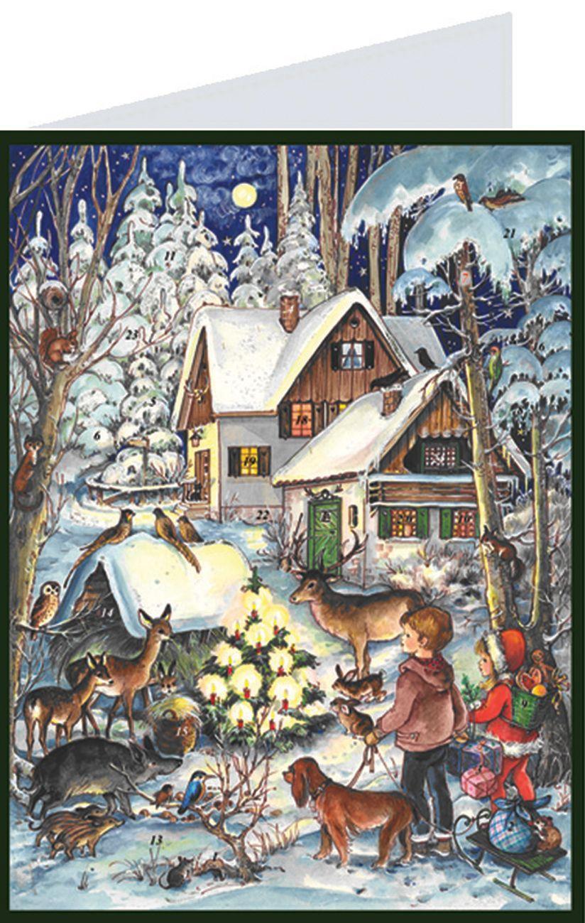 Vorderes Coverbild Adventskalender "Postkarte Waldweihnacht"