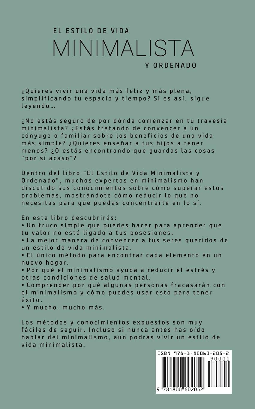 Rückseitencover El Estilo de Vida Minimalista y Ordenado