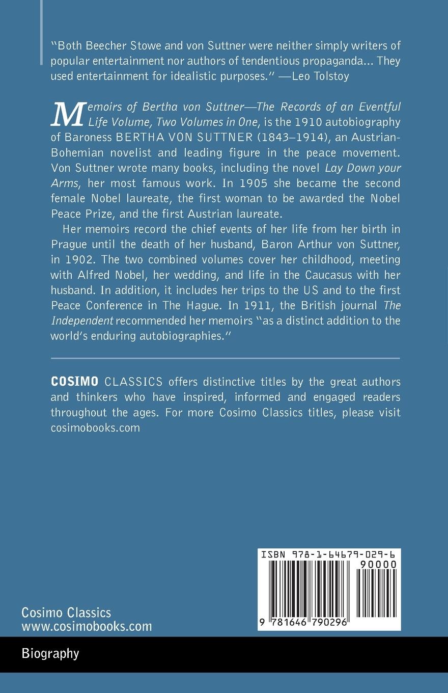 Rückseitencover Memoirs of Bertha von Suttner